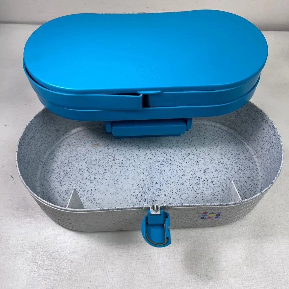 Vintage Caboodles 80s/90s Cosmetic Organizer Case Turquoise Accent Broken Mirror